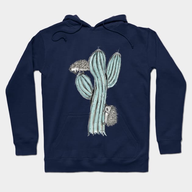 hedgehog on cactus Hoodie by msmart